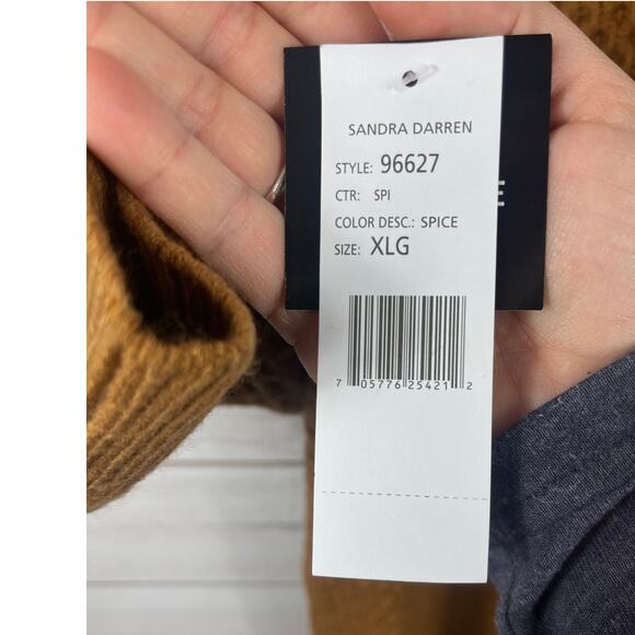 Sandra Darren Sweater Dress Women XL Brown Acrylic Textured Cable Knit Crew Neck - Picture 8 of 8